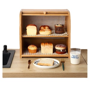 Bamboo Bread Box <b>Double</b> Layer Food Storage Container Kitchen Bread <b>Bin</b> With Lid For Home Use - Product Image 4