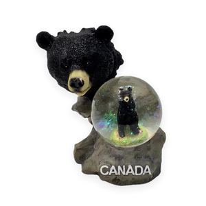 Globe de neige de Montréal personnalisé 65mm drapeau du Canada feuille d'érable paillettes 45mm boule d'eau lumineuse en résine conception orignal ours noir boule à neige - Product Image 2