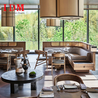 Ensembles de chaises et tables de restaurant de luxe modernes IDM avec accoudoirs incurvés, structure en bois massif, écologiques, pour hôtel, café, mobilier