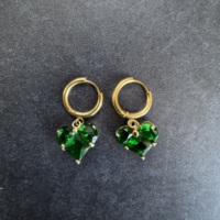 Boucles d'oreilles pendantes de luxe personnalisées en or 18 carats plaqué or, avec perles en pierre naturelle facettée en forme de cœur et cristaux multicolores pour femme