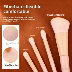 28-Piece Pink Gradient Makeup Brush Set Wooden Handle Nylon Bristles Foundation Concealer Kit - Product Image 2