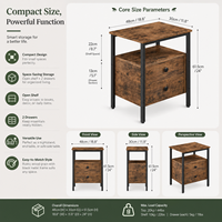 Table d'appoint moderne en bois recyclé avec double tiroir, étagère ouverte et pieds en métal noir – Table basse