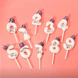 Creatieve Prins Prinses Modelleerkaarsen Rookvrije Ongeparfumeerde Verjaardagskaarsen 0-9 Nummer Boog Taartdecoratie Feestartikelen Afstuderen - Product Image 5