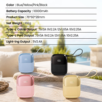 Chargeur portable en gros 10000mAh 20000mAh avec câble L intégré PD 22.5W, batterie externe haute capacité compacte avec affichage numérique