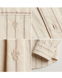 Chemises décontractées pour hommes à manches longues, coupe classique en coton, rayures teintes en fil, fermeture boutonnée avec broderie, à prix exceptionnels - Product Image 3
