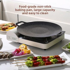 Outdoor <b>BBQ</b> Grill <b>Pan</b> Non Stick Stovetop Baking Tray Korean Roastig Grill Plate Camping Equipment - Product Image 6