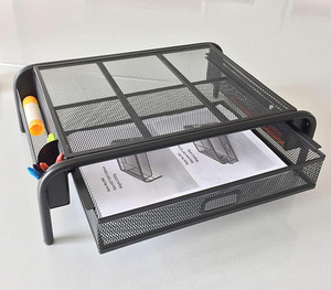 Organizador de escritorio de metal con malla, soporte de <span class=keywords><strong>monitor</strong></span>, elevador con cajón - Product Image 3