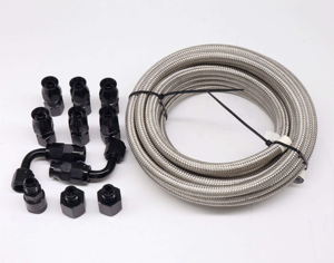 Kit de línea de combustible de PTFE/CPE trenzado de nailon y acero inoxidable reutilizable con conectores giratorios 4AN 6AN 8AN 10AN de 10FT <span class=keywords><strong>20FT</strong></span> 30FT para bombas de combustible - Product Image 6