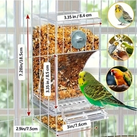 Mangeoire à oiseaux automatique anti-déversement en acrylique transparent, forme personnalisée, avec impression UV et gravure laser, pour cage et usage extérieur