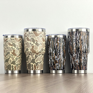Custom Logo 30oz Powder Coated Double Wall Vacuum Insulated Stainless Steel Tumbler <b>with</b> Lid and <b>Straw</b> Camo Pattern Drinking Mug - Product Image 6