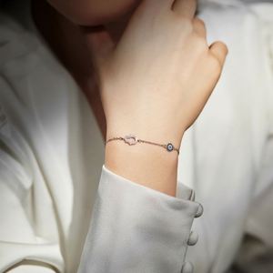 Dylam 925 Sterling Silver Blue Evil Sapphire Eye <b>Bracelet</b> With 5A Cubic Zirconia <b>Adjustable</b> Chain <b>Bracelets</b> for Women - Product Image 3