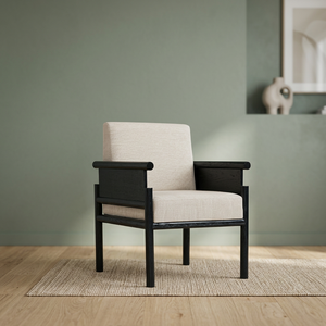 Modern Minimalist Manual Foam Upholstered Lounge <b>Chair</b> with Black Wood Frame Leisure Seating for Living Room - Product Image 3