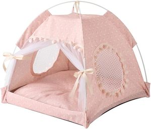 Tienda de campaña plegable para perros al por mayor, casa portátil rosa para perros, tienda de campaña acogedora y transpirable para mascotas - Product Image 2