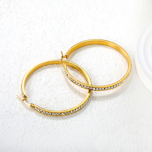 Pendientes de Aro de 20-50 mm, Chapados en Oro, con Incrustaciones de Cristal, Joyería para Fiestas, Pendientes de Moda - Product Image 3