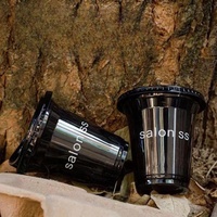 Tasse à emporter boisson personnalisée lait thé café 360ml tasse en plastique noir tasse transparente jetable