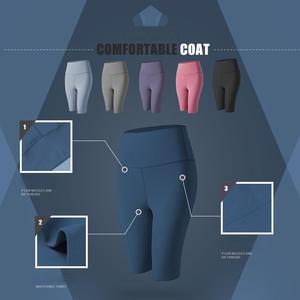Pantaloncini Yoga <span class=keywords><strong>Donna</strong></span> Stile Europeo Americano a Vita Alta, Tinta Unita, Effetto Sollevamento Fianchi, Aderenti e Traspiranti - Product Image 4