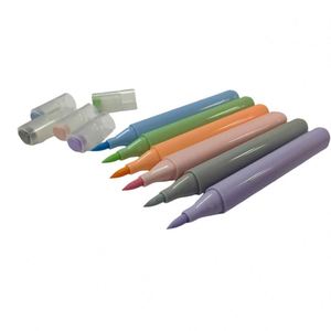 Ensemble de marqueurs à peinture acrylique permanents en plastique triangulaires de couleur pastel avec pointe de pinceau de 8 mm pour papier, bricolage, art, dessin, peinture, personnalisation - Product Image 1