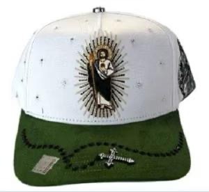 Cappellino da Baseball Sportivo di Lusso Best Seller con Ricamo Completo a Croce Corona Cristo San Giuda Taddeo per Design in Tessuto Scamosciato e Metallo - Product Image 3