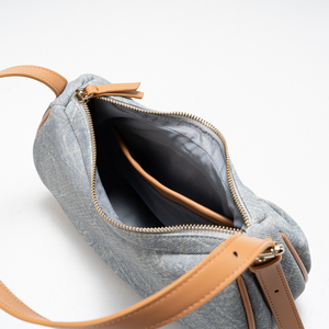 Grey Pleated Women's Shoulder Bag PU <b>Zip</b> Messenger <b>Purse</b> Single Strap for Daily Travel - Product Image 6