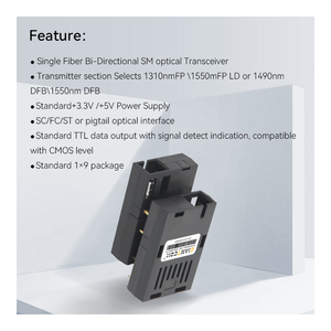 Guangte 1*9 sợi quang truyền dẫn mô-đun tỷ lệ thấp 84m sợi đơn Bi-directional SC 20km cho mạng chuyển đổi PoE thiết bị 3 gam - Product Image 6