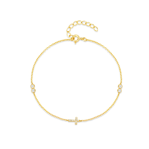CANNER Gold Simple S925 <b>Sterling</b> <b>Silver</b> Cross Fashion Zircon <b>Bracelets</b> for Women - Product Image 1