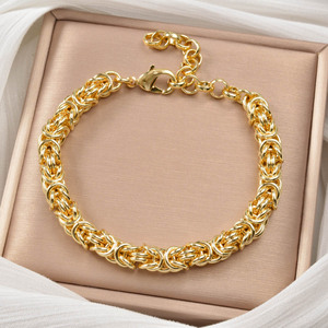 Premium Vintage Wide Reflective Streamlined <b>Solid</b> 18K <b>Gold</b> Plated Trendy Elegant Unisex Anniversary Fashion Factory Wholesale - Product Image 1