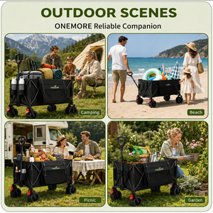 Carrito Plegable Resistente ONEMORE, Capacidad de 260L, Vagón Utilitario Todoterreno para Exteriores, Camping, Jardín y Playa - Product Image 6