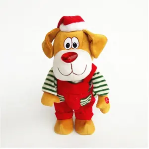 カスタム面白いクリスマス犬ぬいぐるみぬいぐるみミュージカルダンス犬のおもちゃ誕生日クリスマスクリスマスギフト