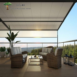 Pergola en alliage d'aluminium personnalisée <span class=keywords><strong>de</strong></span> qualité supérieure avec <span class=keywords><strong>toit</strong></span> à lamelles motorisé rétractable automatique et système d'éclairage LED intégré - Product Image 2