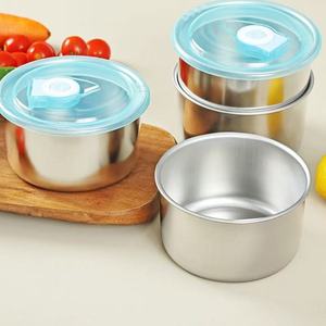 Boîte de conservation hermétique en acier inoxydable avec couvercle bleu, design minimaliste, pour repas, organisateur de réfrigérateur, boîte à lunch - Product Image 4