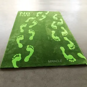 Alfombra de área de pies pequeños verde exclusiva, alfombra 3D con mechones hecha a mano geométrica, Alfombra de diseño minimalista moderna abstracta personalizada