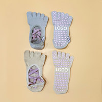 Chaussettes de Pilates pour femmes à 5 doigts, antidérapantes, avec logo personnalisé, pour fitness quotidien en intérieur