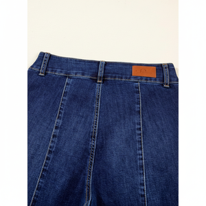 Jeans en denim ample à taille haute pour femme Sidefeel, contrôle du ventre, taille XL, décontracté, jambe large, respirant, extensible, imprimé - Product Image 1