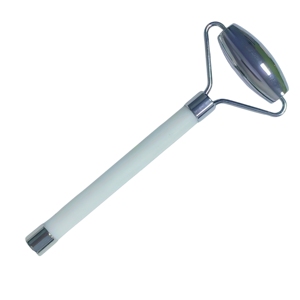Rouleau facial en acier inoxydable 304 avec manche en jade blanc, masseur à tête unique pour salon et spa (vente en gros) - Product Image 1