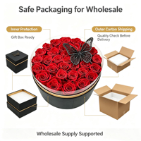 Boîte Ronde de Roses Éternelles en Gros – Cadeau de Fleurs Préservées Rouge OEM/ODM pour la Saint-Valentin, Anniversaire, Fête des Mères, Décoration de Chambre