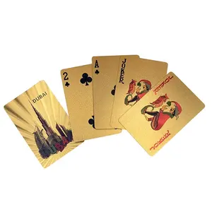 Dubai tema lamina d'oro carte da gioco in oro placcato carta di plastica può personalizzato qualsiasi disegno