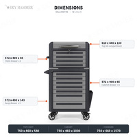 Armoire à outils à roulettes à 11 tiroirs avec coffre supérieur intégré, chariot de garage/atelier robuste en acier, panneaux personnalisés imprimés UV