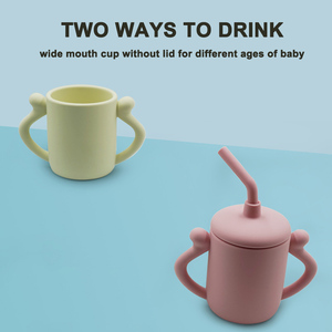Gobelet à eau pour bébé et enfant en silicone de qualité alimentaire sans BPA, avec couvercles et pailles d'alimentation, tasse à bec en silicone pour bébé - Product Image 4