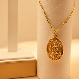 Personnalisable Simple Plaqué Or Saint <span class=keywords><strong>Christophe</strong></span> Protéger US Collier Religieux avec Pendentif Chaîne à Maillons Bijoux en Acier Inoxydable - Product Image 5