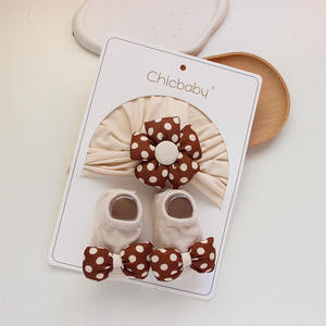 Conjunto de Calcetines de Bebé con Puntos de Primavera/Otoño, Lindo Gorro con Flores para Recién Nacido y Calcetines Casuales de Algodón Tejido Absorbente de Sudor, 6-12 Meses - Product Image 2