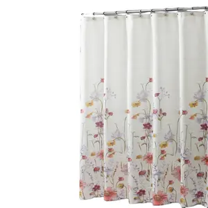 OWENIE Set Tirai Mandi Kain Cetak Digital Floral Desainer Mewah Musim Semi Tahan Karat Tahan Air Obral Besar Kamar Mandi