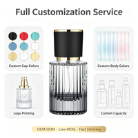 Flacon pulvérisateur de parfum vide en verre côtelé avec logo personnalisé, rechargeable, pour l'emballage de parfum