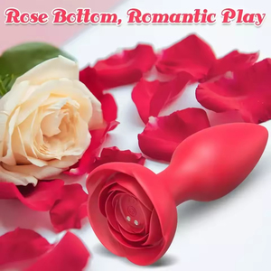 Remote Control Red Rose Masturbation Silicone Butt Anal Plug <b>Vibrator</b> for Female Butt Plug Anal Plug - Product Image 4
