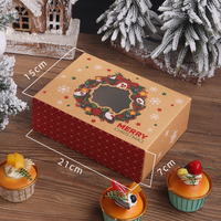 Kerstcadeaudoos met kijkvenster, feestelijke papieren verpakking voor fruit en koekjes, retailverpakking voor feestdagen.