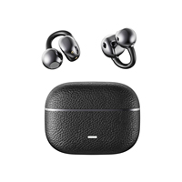 Écouteurs sans fil à clipser ouverts Bluetooth 5.4, casque de sport avec étui de chargement en cuir, étanche, longue autonomie