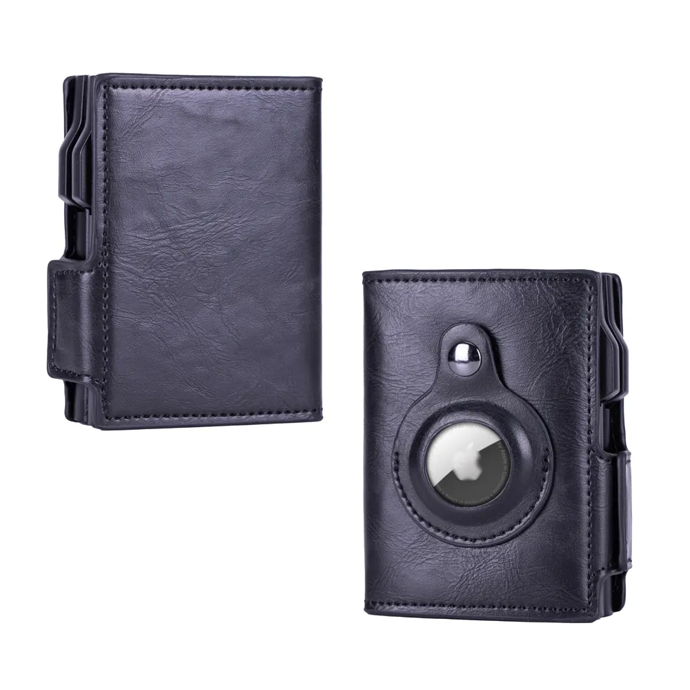 Bagsplaza Magnetic Closure Wallet Leather Money Clip Mini Air Tag Men Pocket Wallet Smart Airtag Wallet Rfid Credit Card Holder