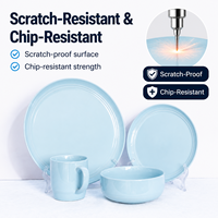 Service de table en grès réactif 16 pièces – Assiettes, bols et tasses en céramique – Collection moderne pour la maison et la restauration