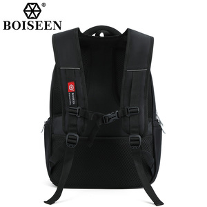 Boiseen Men's <b>Backpack</b> 20L <b>Large</b> Capacity Business Travel Bag Solid Color Black Soft Handle Interior Zipper Pocket - Product Image 3