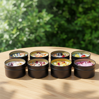 Bougie parfumée en boîte métallique florale de luxe personnalisée en gros, avec fleurs séchées en cristal, aromathérapie, sans fumée, en cire de soja, parfum botanique naturel