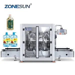 ZONESUN ZS-GYW4 Automatic 4 Heads Mineral Water Cooking Edible Oil Beverage Grease Weighing Filling Machine Filler Equipment